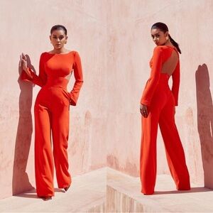 House of CB Vibrant Red Long Sleeve Jumpsuit